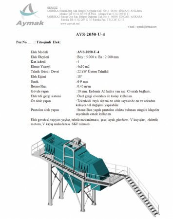 ÜSTTEN TAHRİKLİ ELEKLER